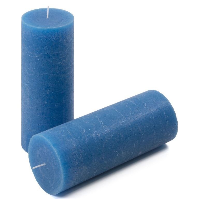 Zestaw świec rustykalnych, 20 cm, Ø 7,5 cm, niebieski, 4 szt